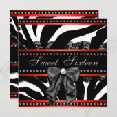 Red Zebra 16 . Geburtstag Geburtstagspartei Einladung (Vorne/Hinten)