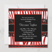 Red Zebra 16 . Geburtstag Geburtstagspartei Einladung (Rückseite)