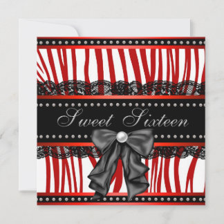 Red Zebra 16 . Geburtstag Geburtstagspartei Einladung