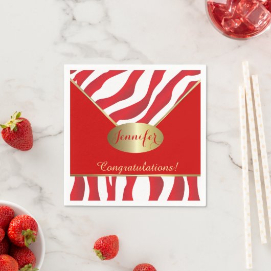 Red Zebra Animal Strip Design Serviette (Beispiel)