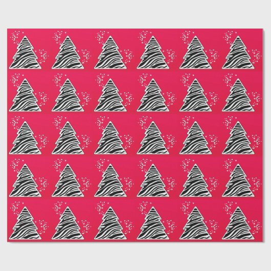 Red Zebra Christmas Tree Geschenkpapier (Flach)