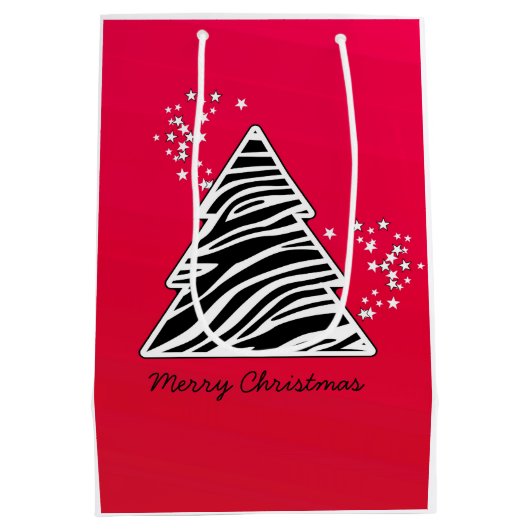 Red Zebra Christmas Tree Mittlere Geschenktüte (Rückseite)