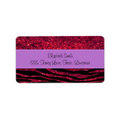 Red Zebra, Glitzer Zebra, Zebra Print, Streifen Adressaufkleber (Vorne)