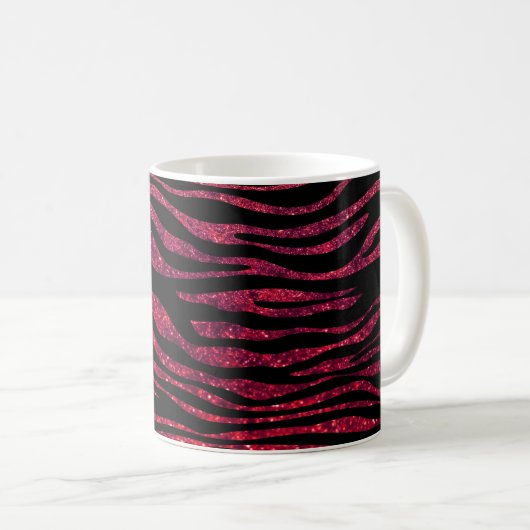 Red Zebra, Glitzer Zebra, Zebra Print, Streifen Kaffeetasse (VorderseiteRechts)