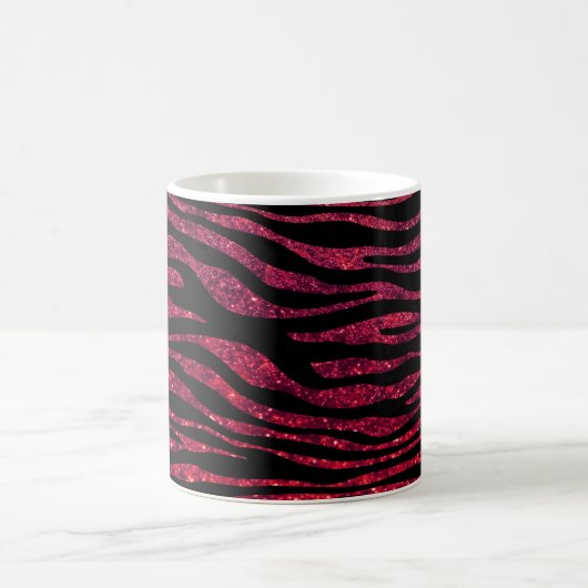 Red Zebra, Glitzer Zebra, Zebra Print, Streifen Kaffeetasse (Mittel)