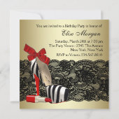 Red Zebra High Heel Shoes Black Red Zebra Party Einladung (Rückseite)