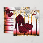 Red Zebra High Heel Shoes Geburtstagsparty Einladung (Vorne/Hinten)