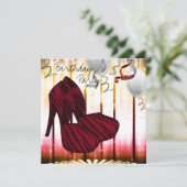 Red Zebra High Heel Shoes Geburtstagsparty Einladung (Stehend Vorderseite)