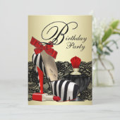 Red Zebra High Heel Shoes Red Zebra Party Einladung (Stehend Vorderseite)