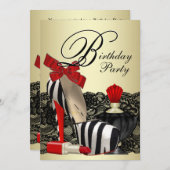Red Zebra High Heel Shoes Red Zebra Party Einladung (Vorne/Hinten)