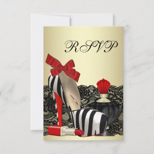 Red Zebra High Heel Shoes Red Zebra Party UAWG RSVP Karte (Vorderseite)