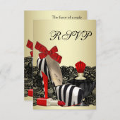 Red Zebra High Heel Shoes Red Zebra Party UAWG RSVP Karte (Vorne/Hinten)