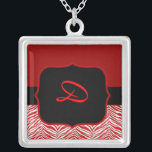 Red Zebra Monogram Necklace Template Versilberte Kette<br><div class="desc">Schöne Red Zebra Monogram Necklace Template,  einfach mit gewünschtem Initial anpassen. Kaufen Sie für sich selbst,  oder als Weihnachtsgeschenk,  Geburtstagsgeschenk,  oder als Bridesmaid Geschenk!</div>