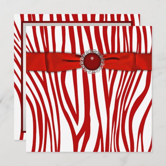 Red Zebra Party Einladung (Vorne/Hinten)