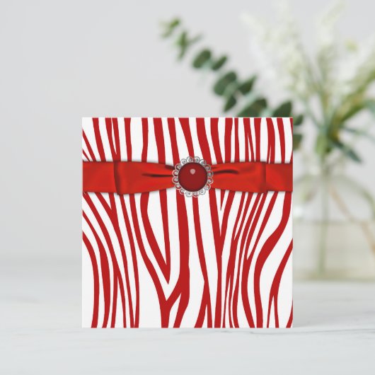 Red Zebra Party Einladung (Stehend Vorderseite)