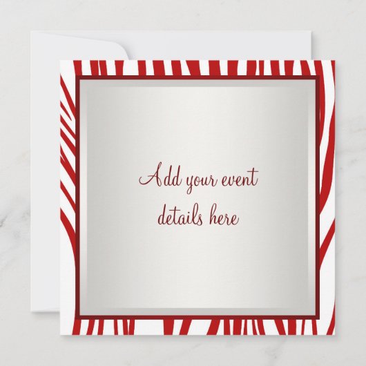 Red Zebra Party Einladung (Rückseite)