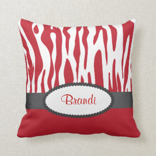Red Zebra Print American MoJo Throw Kissen