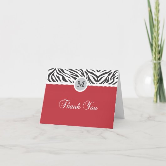 Red Zebra Print Dankeschön Card Dankeskarte (Vorderseite)