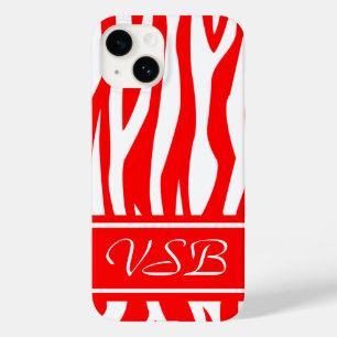 Red Zebra Print mit Monogramm Case-Mate iPhone Hülle