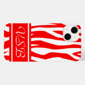 Red Zebra Print mit Monogramm Case-Mate iPhone Hülle (Rückseite (Horizontal))