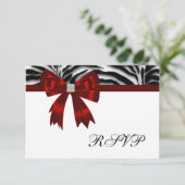 Red Zebra Red Bow UAWG RSVP Karte (Stehend Vorderseite)