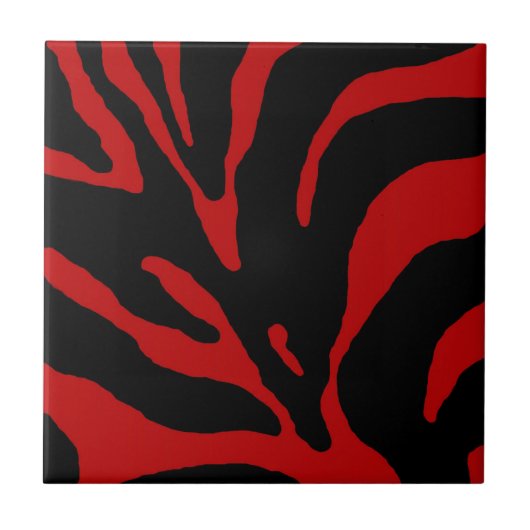 Red Zebra Stripe Animal Print Fliese (Vorderseite)