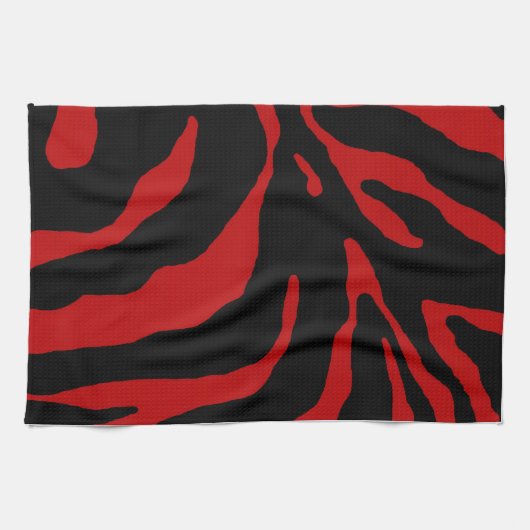 Red Zebra Stripe Animal Print Geschirrtuch (Horizontal)