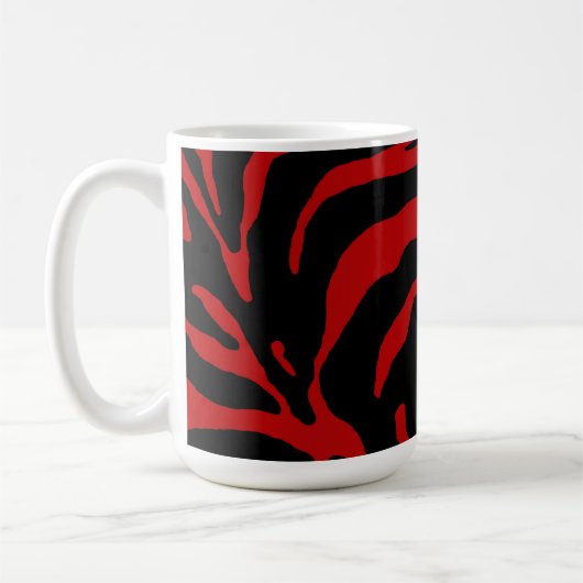 Red Zebra Stripe Animal Print Kaffeetasse (Links)