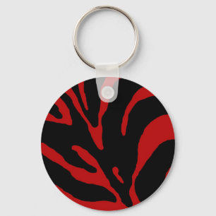 Red Zebra Stripe Animal Print Schlüsselanhänger