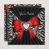 Red Zebra Stripe Black Birthday Party 2 Einladung (Vorne/Hinten)