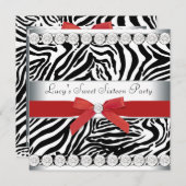 Red Zebra Sweet 16 Geburtstagsparty Einladung (Vorne/Hinten)