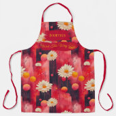 Red Zen Daisy Kitchen Art mit entspanntem Muster Schürze (Vorderseite)