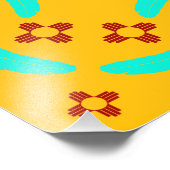 Red Zia Symbols New Mexico Türkis Feathers Fotodruck (Ecke)