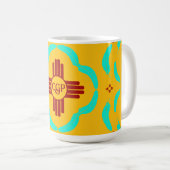Red Zia Symbols New Mexico Türkis Feathers Kaffeetasse (VorderseiteRechts)