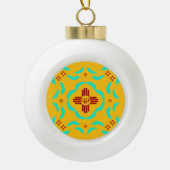 Red Zia Symbols New Mexico Türkis Feathers Keramik Kugel-Ornament (Vorderseite)