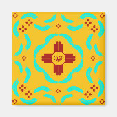 Red Zia Symbols New Mexico Türkis Feathers Magnet (Vorne)