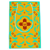 Red Zia Symbols New Mexico Türkis Feathers Mittlere Geschenktüte (Vorderseite)