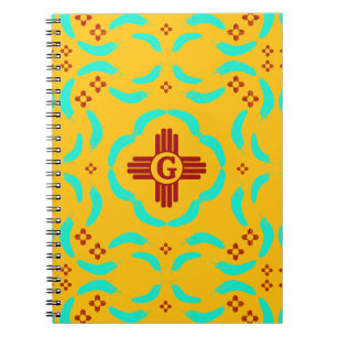 Red Zia Symbols New Mexico Türkis Feathers Notizblock