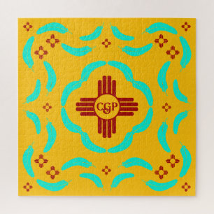 Red Zia Symbols New Mexico Türkis Feathers Puzzle