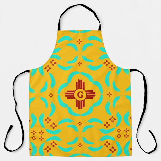 Red Zia Symbols New Mexico Türkis Feathers Schürze (Vorderseite)