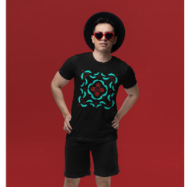 Red Zia Symbols New Mexico Türkis Feathers T-Shirt