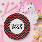 Red Zickzack Glitzer Abschluss Paper Teller (Party)