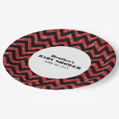 Red Zickzack Glitzer Baby Showpapier Teller (Schrägansicht)