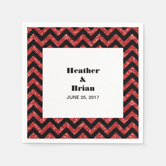 Red Zickzack Glitzer Paper Napkins Serviette (Vorderseite)