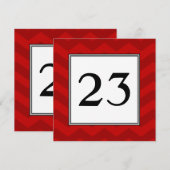Red Zickzack Stripes Party Tischnummer Card (Vorne/Hinten)