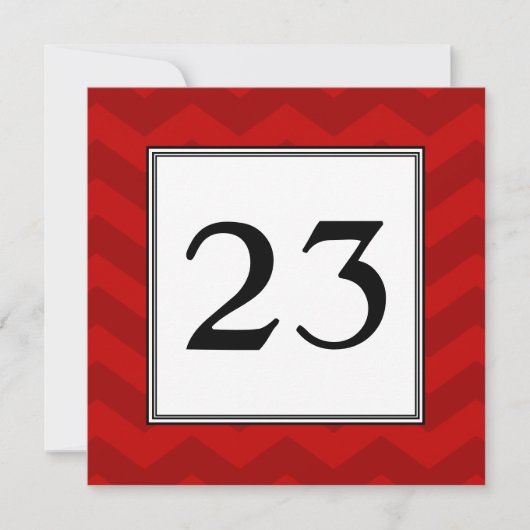 Red Zickzack Stripes Party Tischnummer Card (Vorderseite)