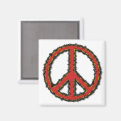 Red Zig Zag Peace Sign Magnet (Vorderseite/Rückseite)