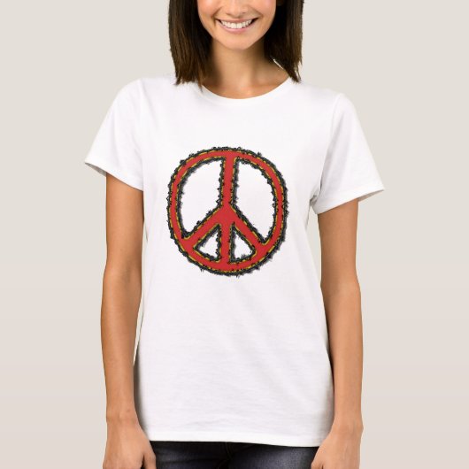 Red Zig Zag Peace Sign T-Shirt (Vorderseite)