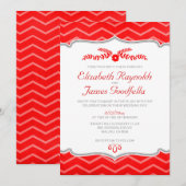 Red Zigzag Hochzeitsempfang Einladung (Vorne/Hinten)