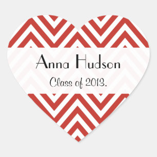 Red Zigzag, Red Zickzack, Wave Pattern, Abschluss Herz-Aufkleber